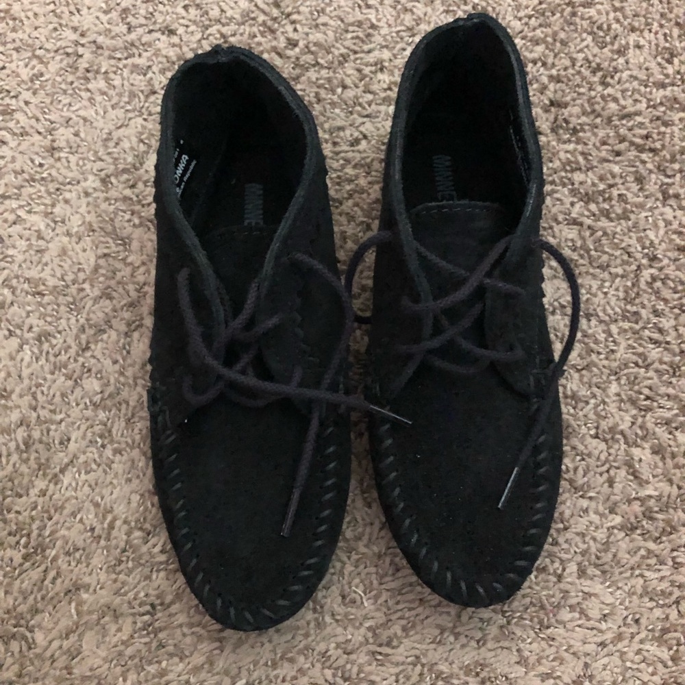 Minnetonka Black Suede Ankle Booties